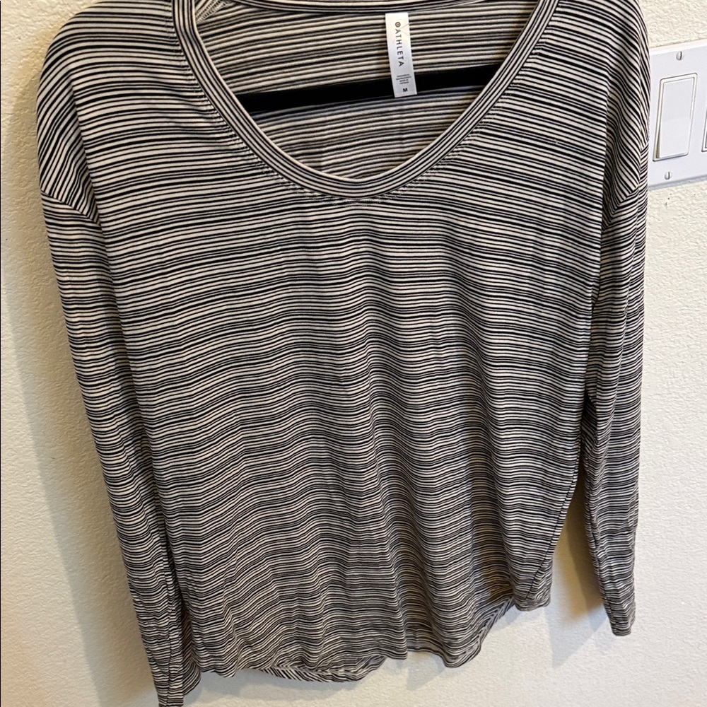 Athleta Monochrome Striped Long Sleeve Top